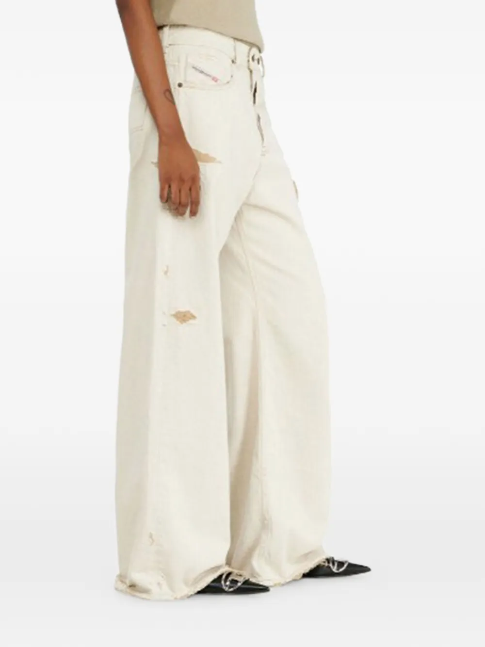 Diesel Gerafelde jeans Beige