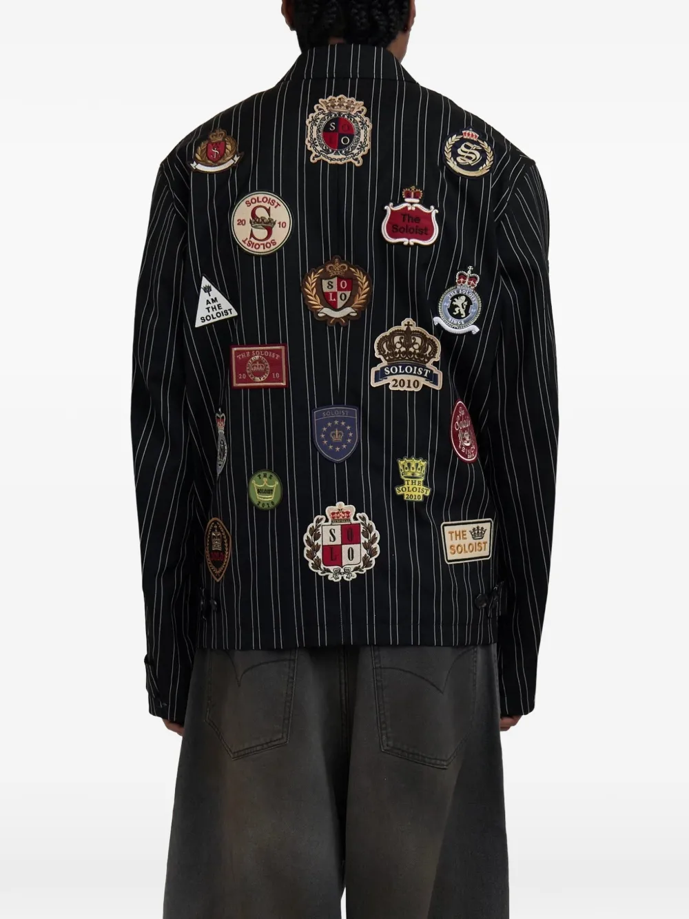 Takahiromiyashita The Soloist Pinstriped patch-detail Jacket