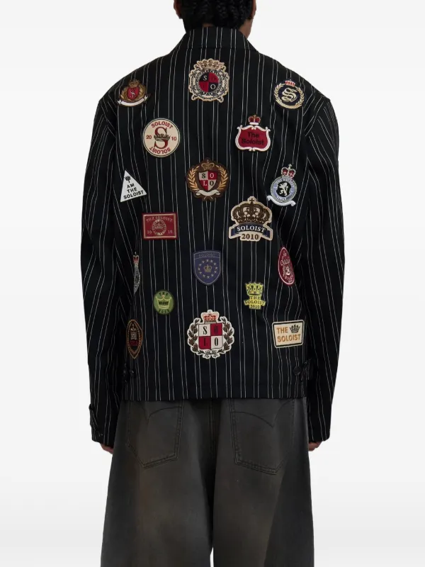 Takahiromiyashita The Soloist Pinstriped patch-detail Jacket
