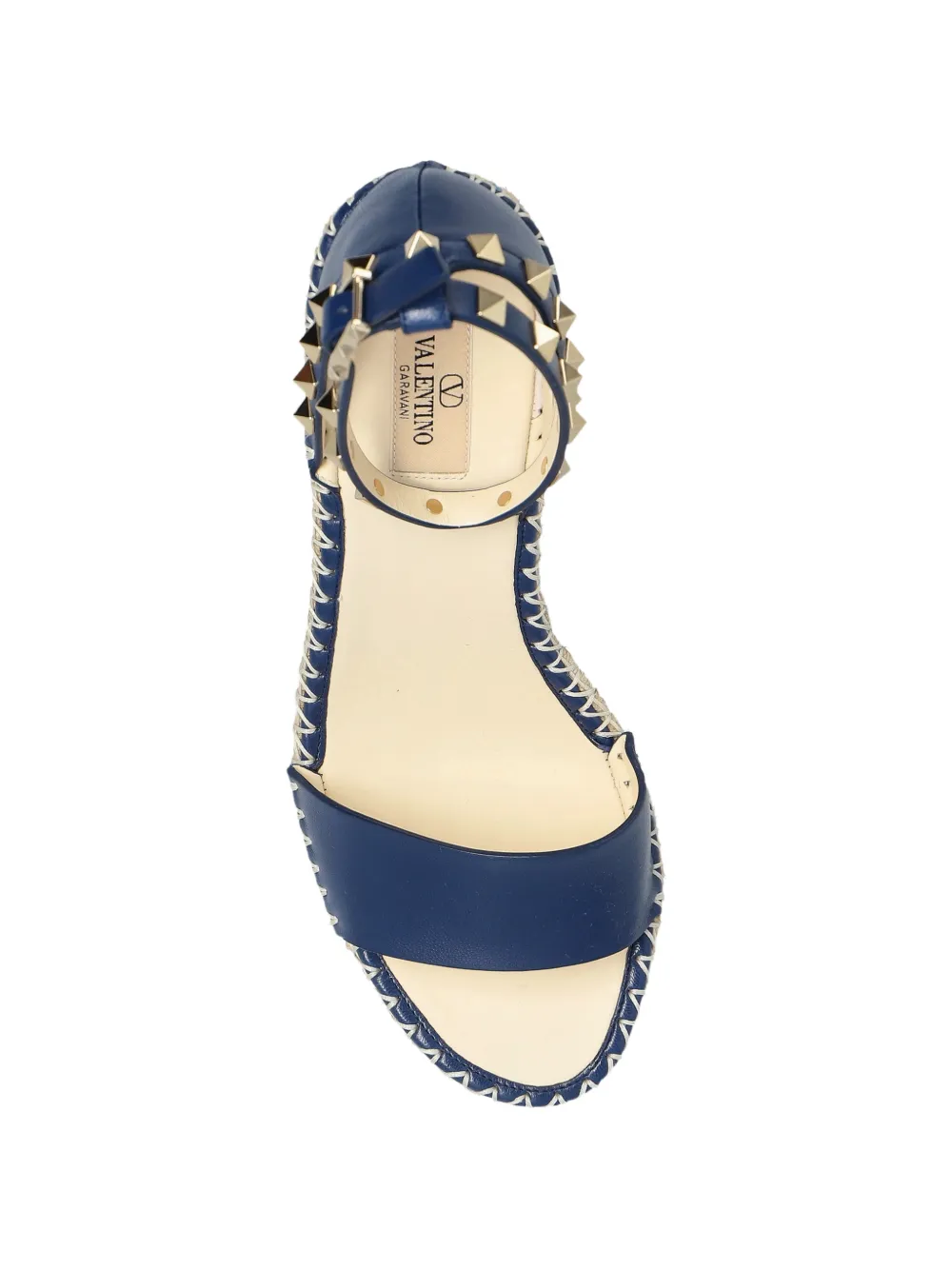 Valentino Garavani Rockstud leather wedge sandals Blauw
