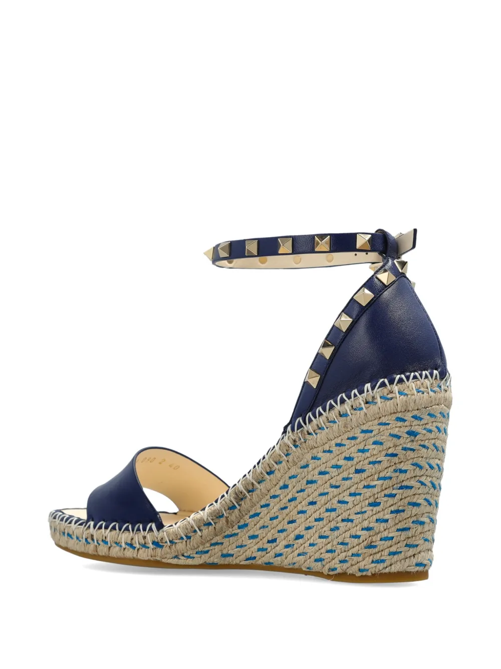 Valentino Garavani Rockstud leather wedge sandals Blauw