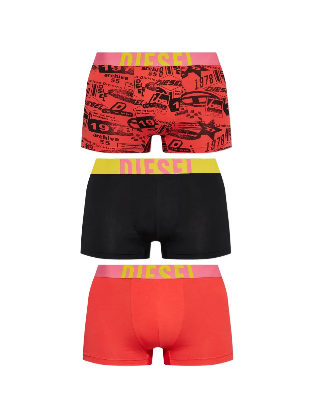 Diesel Damien-D-Pop Pack of three graphic-print boxer shorts - Rosso