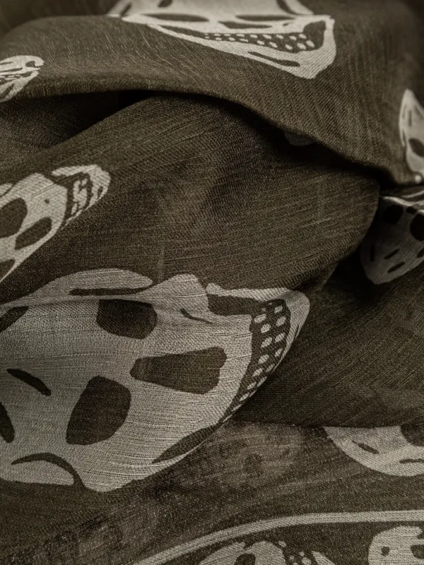 Alexander McQueen Skull Motif Scarf | Green | FARFETCH IN