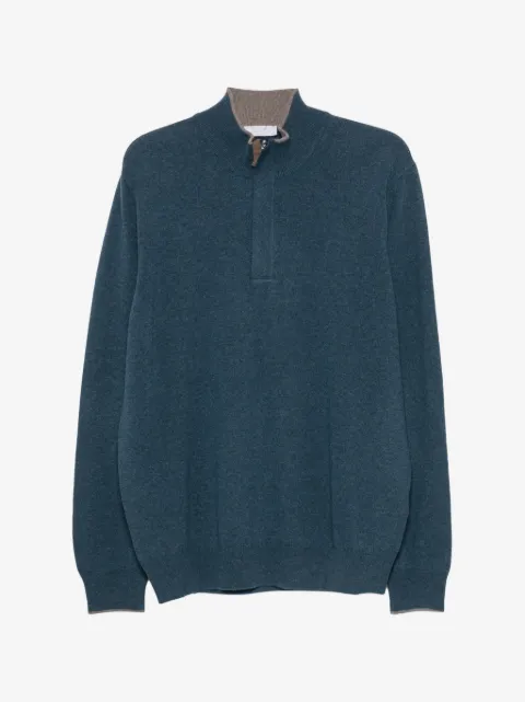 Gran Sasso quarter-zip elbow-patch wool jumper