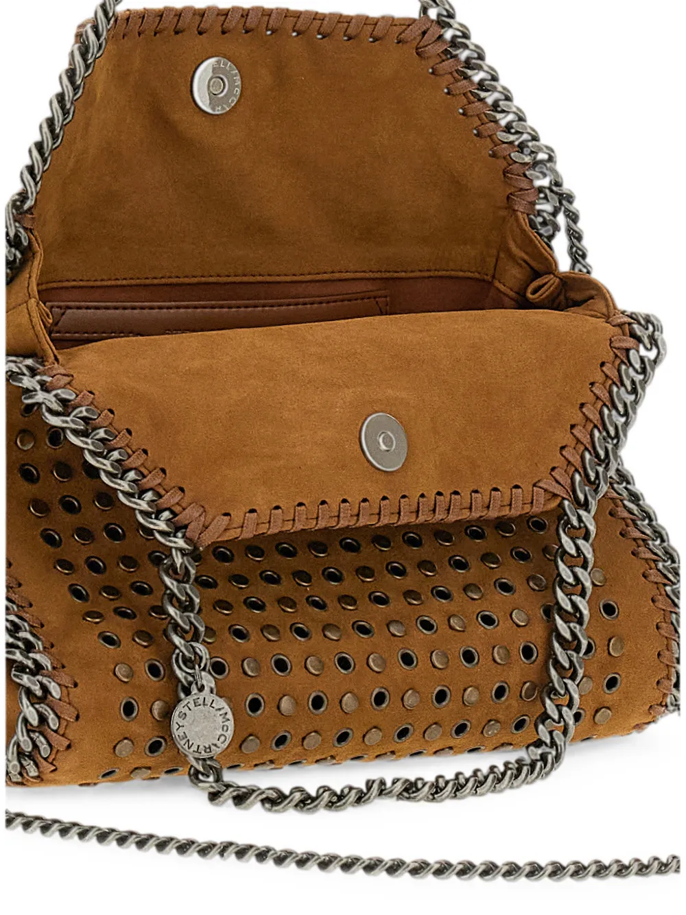 Stella McCartney Falabella kleine schoudertas verfraaid met ringlets Bruin
