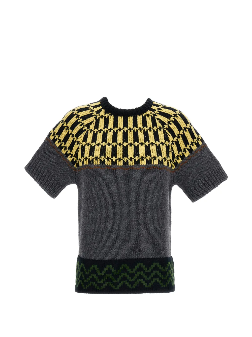 Marni Maglione grigio in lana con motivo geometrico