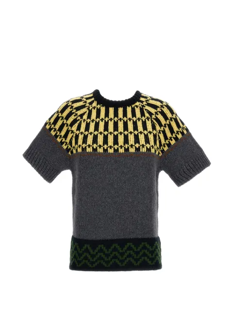 Marni suéter de lana gris con motivo geométrico