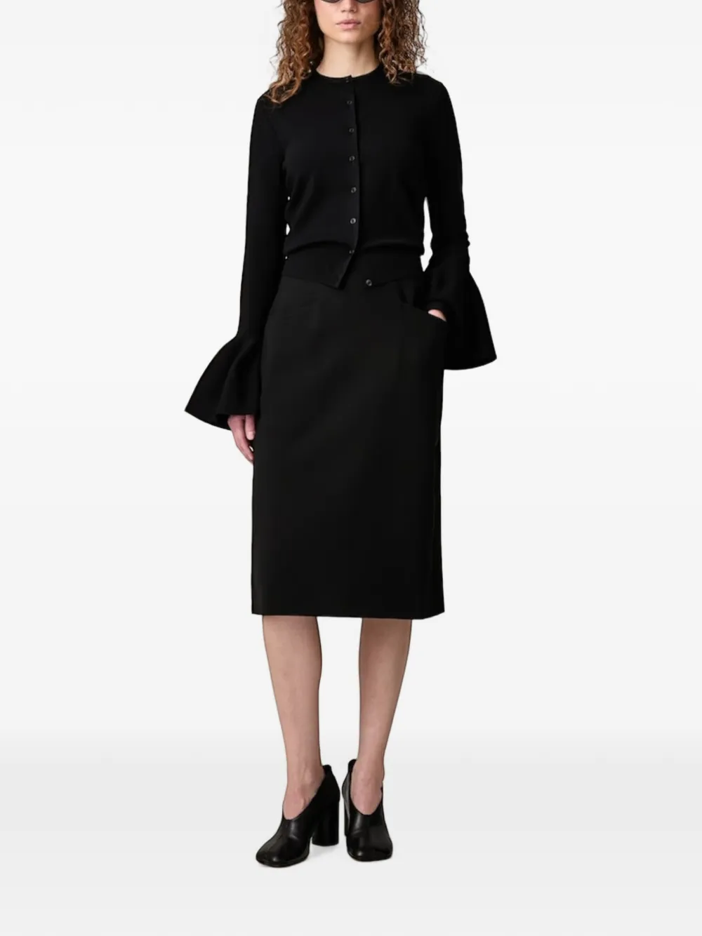 VETEMENTS back-slit flared skirt Zwart