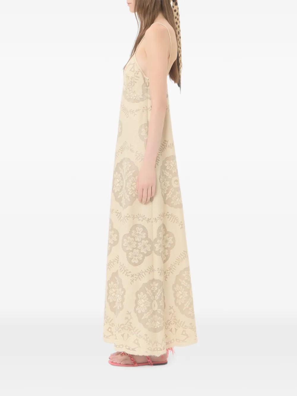 Valentino Garavani Midi-jurk met bloemenstempel deken Beige