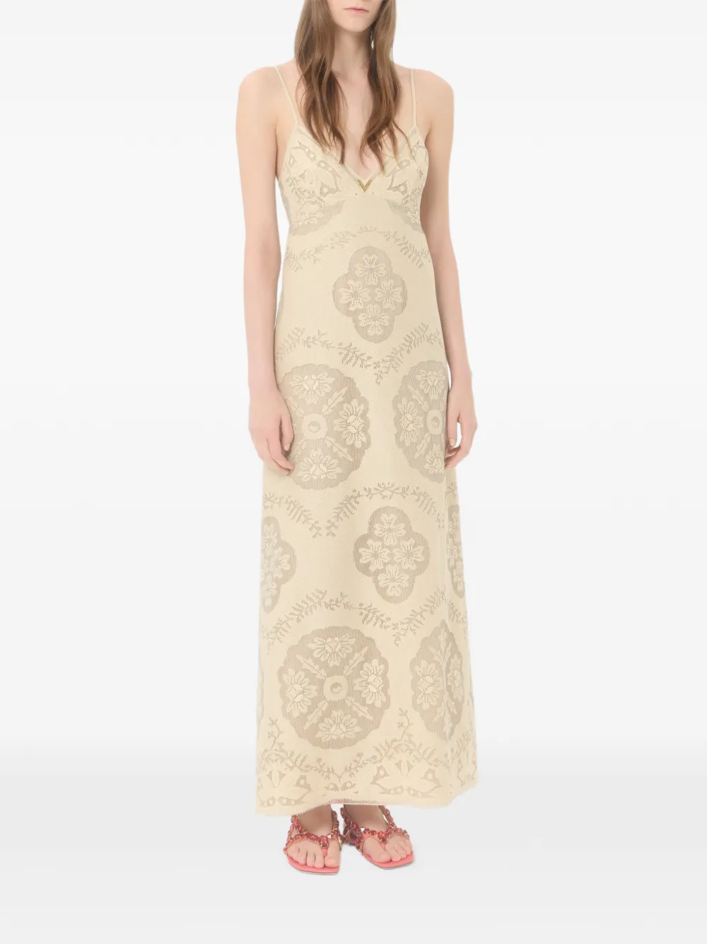 Valentino Garavani Midi-jurk met bloemenstempel deken Beige
