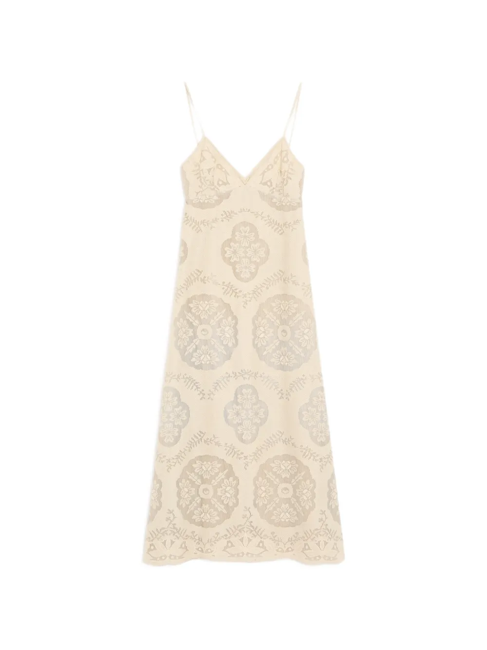 Valentino Garavani midi dress in floral stamp blanket - Neutrals
