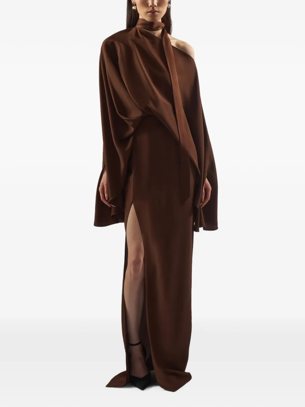 Taller Marmo Brooks asymmetrische gedrapeerde jurk Bruin