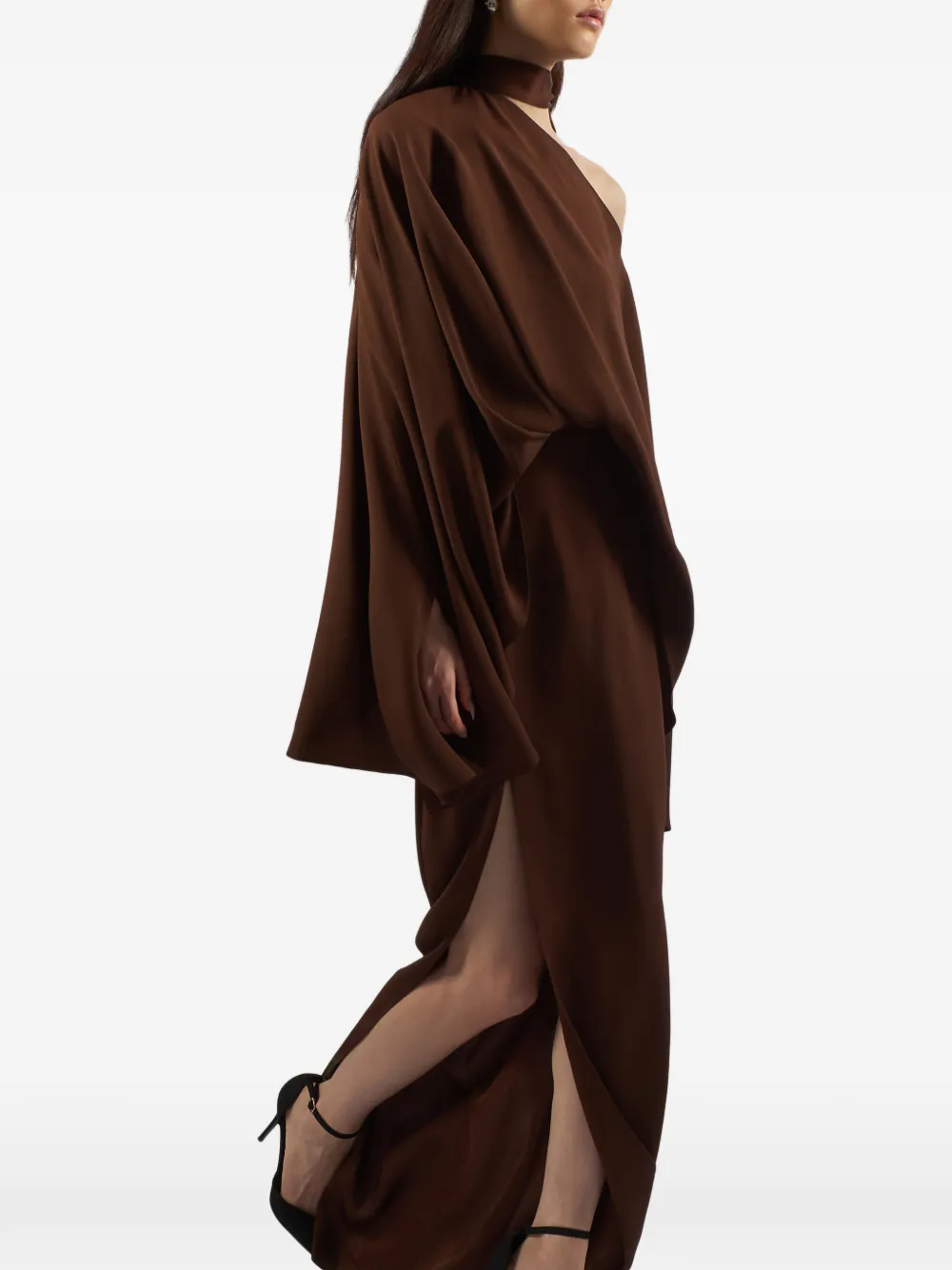 Taller Marmo Brooks asymmetrische gedrapeerde jurk Bruin