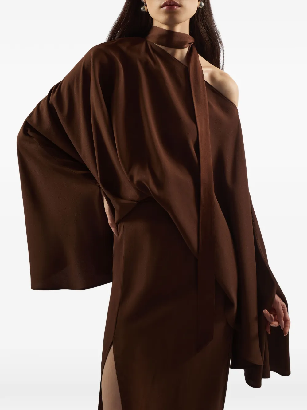 Taller Marmo Brooks asymmetrische gedrapeerde jurk Bruin