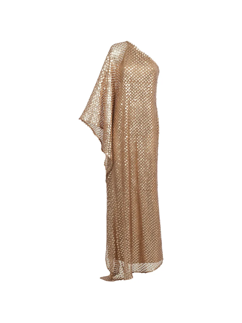 Taller Marmo Einschultriges Le Dune Maxikleid mit Pailletten - Gold