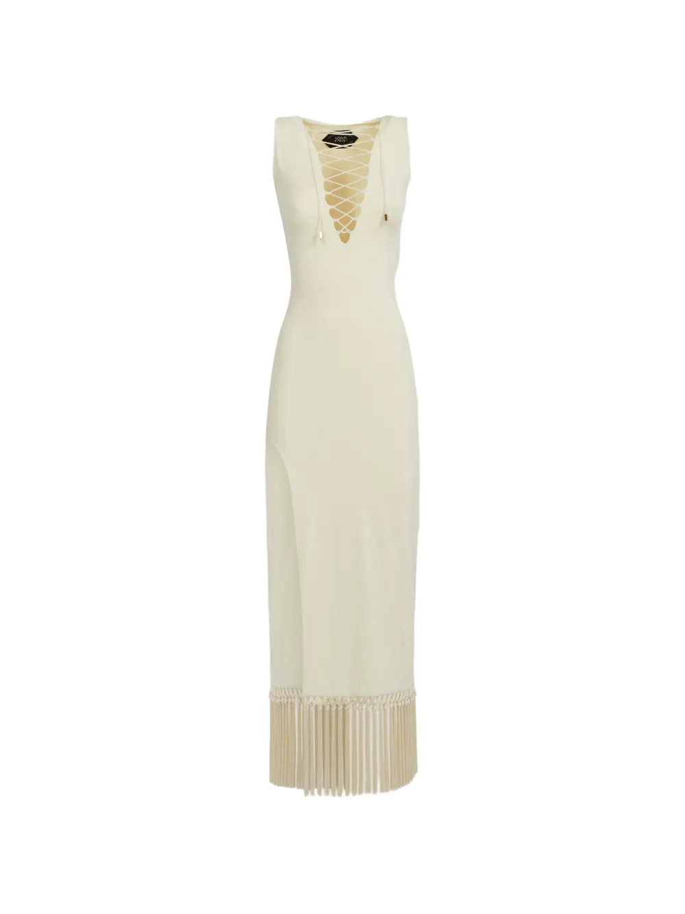 Taller Marmo Sahara lace-up fringe midi dress - Nude