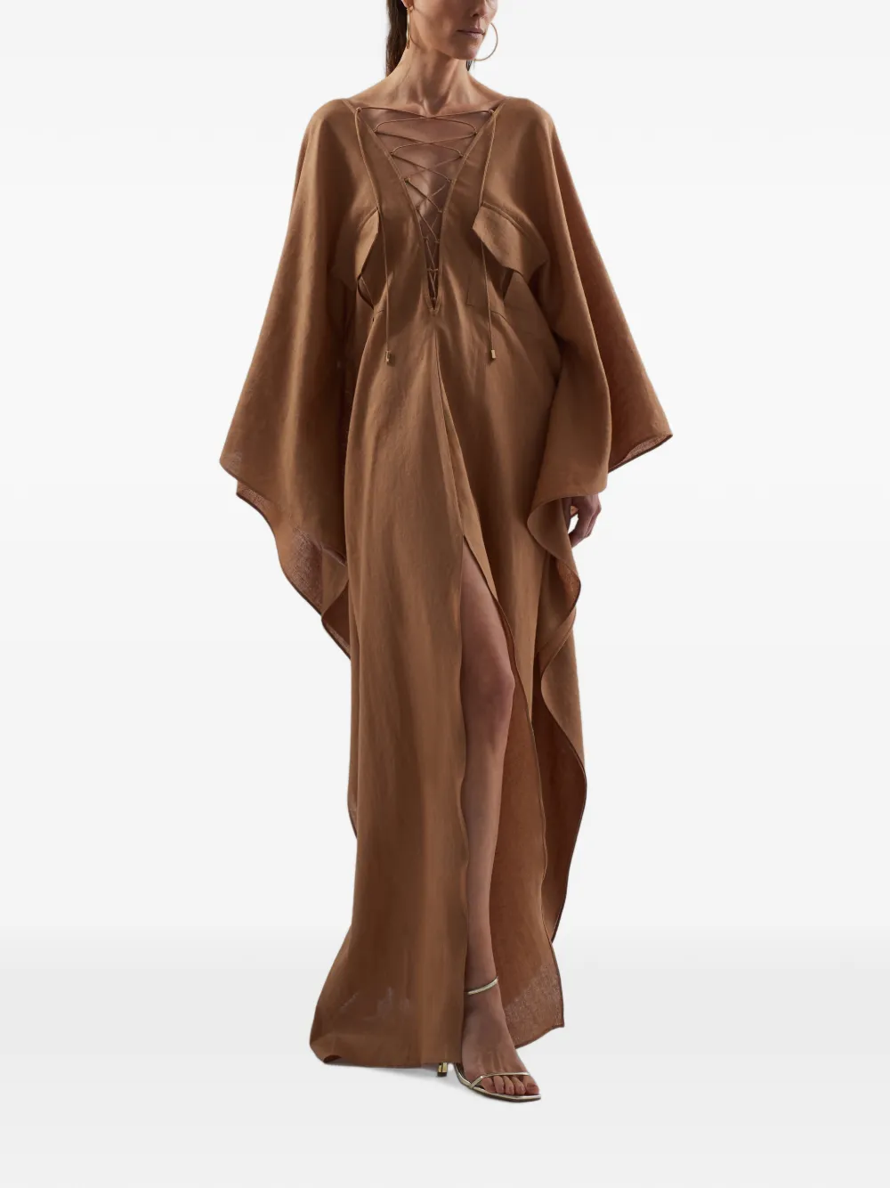 Taller Marmo Mojave maxi-jurk met veters Bruin