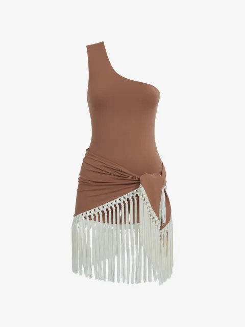 Taller Marmo Yacare swimsuit and fringe-trim pareo set