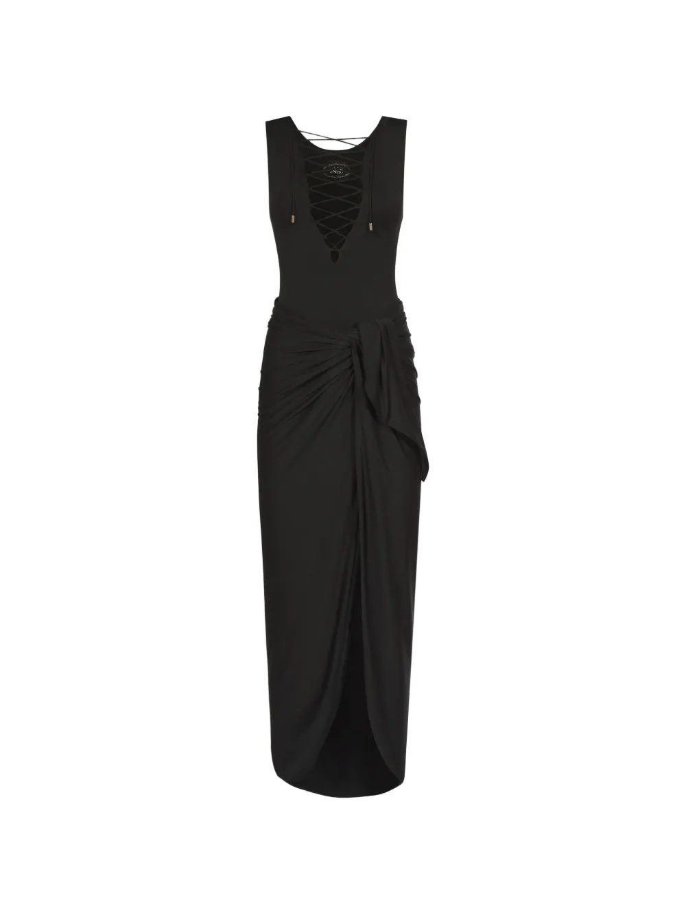 Taller Marmo Grand Sahara lace-up swimsuit and pareo set - Nero