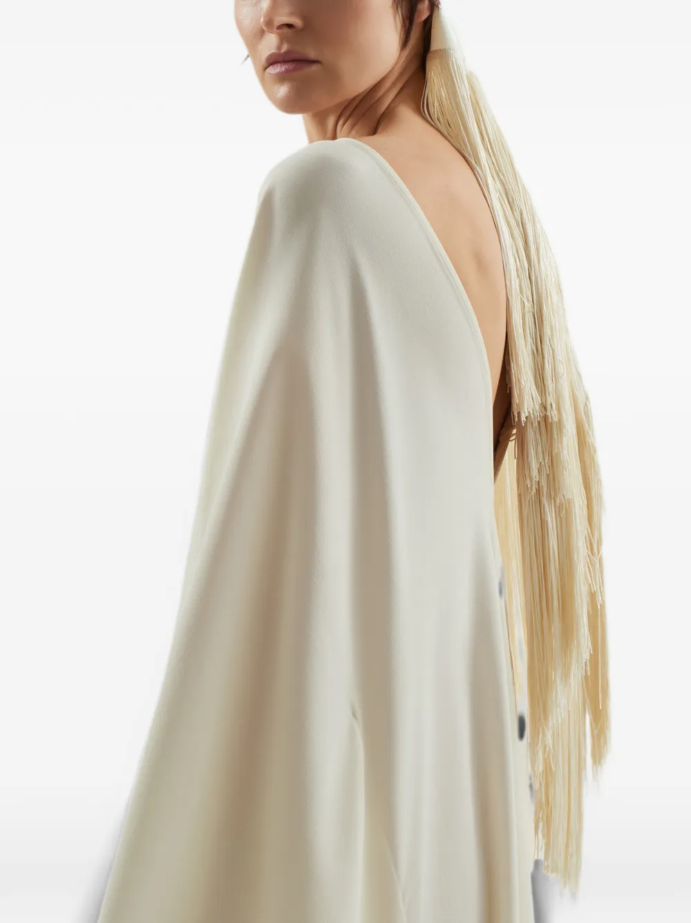 Taller Marmo Bonny Fringed Headscarf in Neutrals, view 3
