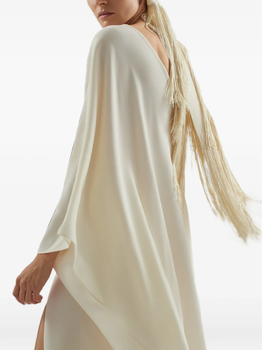 Taller Marmo Bonny Fringed Headscarf in Neutrals, view 2