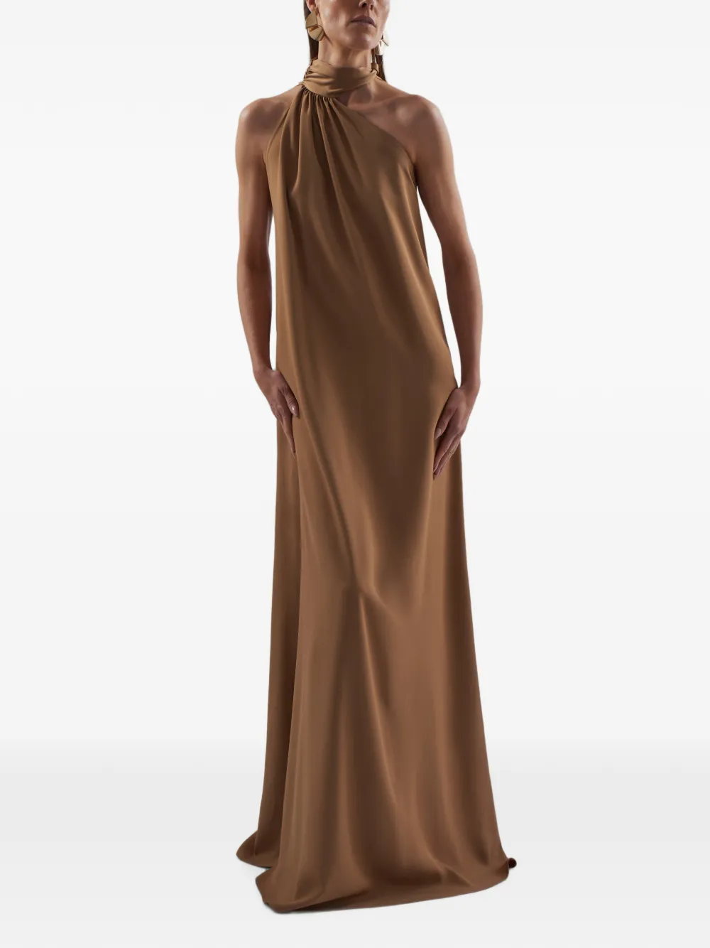 Taller Marmo Astor maxi-jurk met halternek Bruin