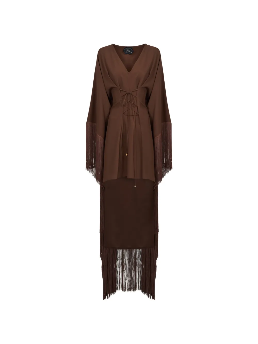 Taller Marmo Sierra fringed kaftan mini dress - Braun