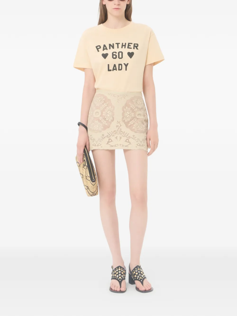 Valentino Garavani Mini-rok met bloemenstempel deken Beige
