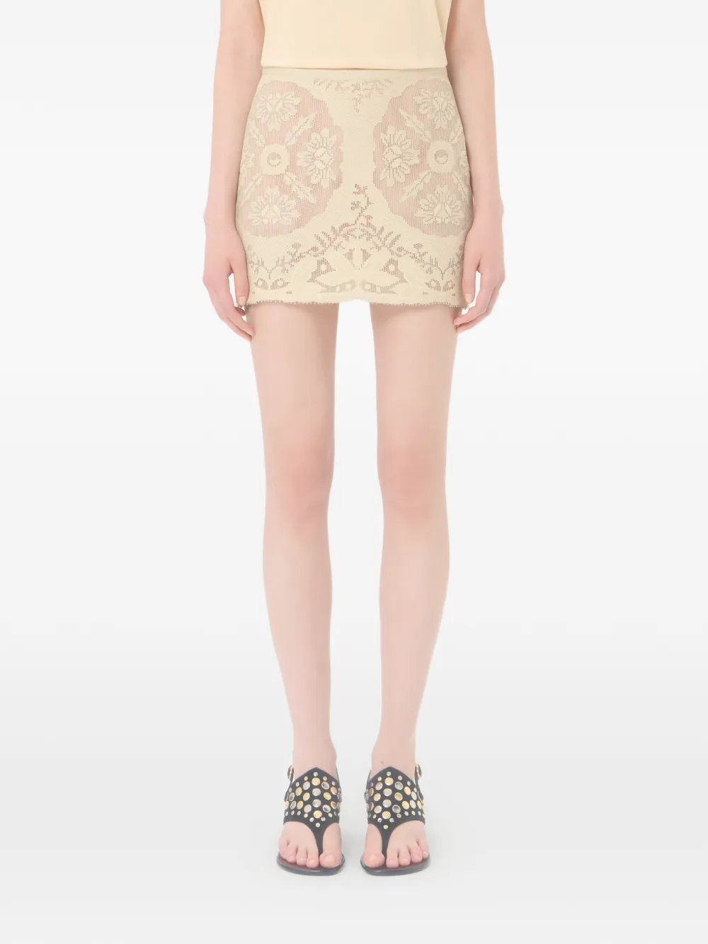Valentino Garavani Mini-rok met bloemenstempel deken Beige