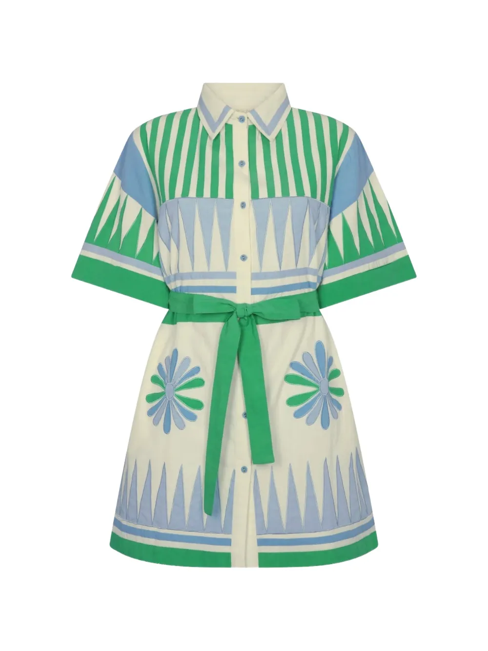 Carolina K Amaia embroidered belted shirt dress - Toni neutri