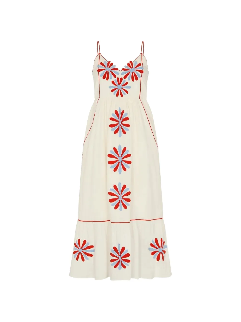 Carolina K floral-applique tiered dress - Toni neutri
