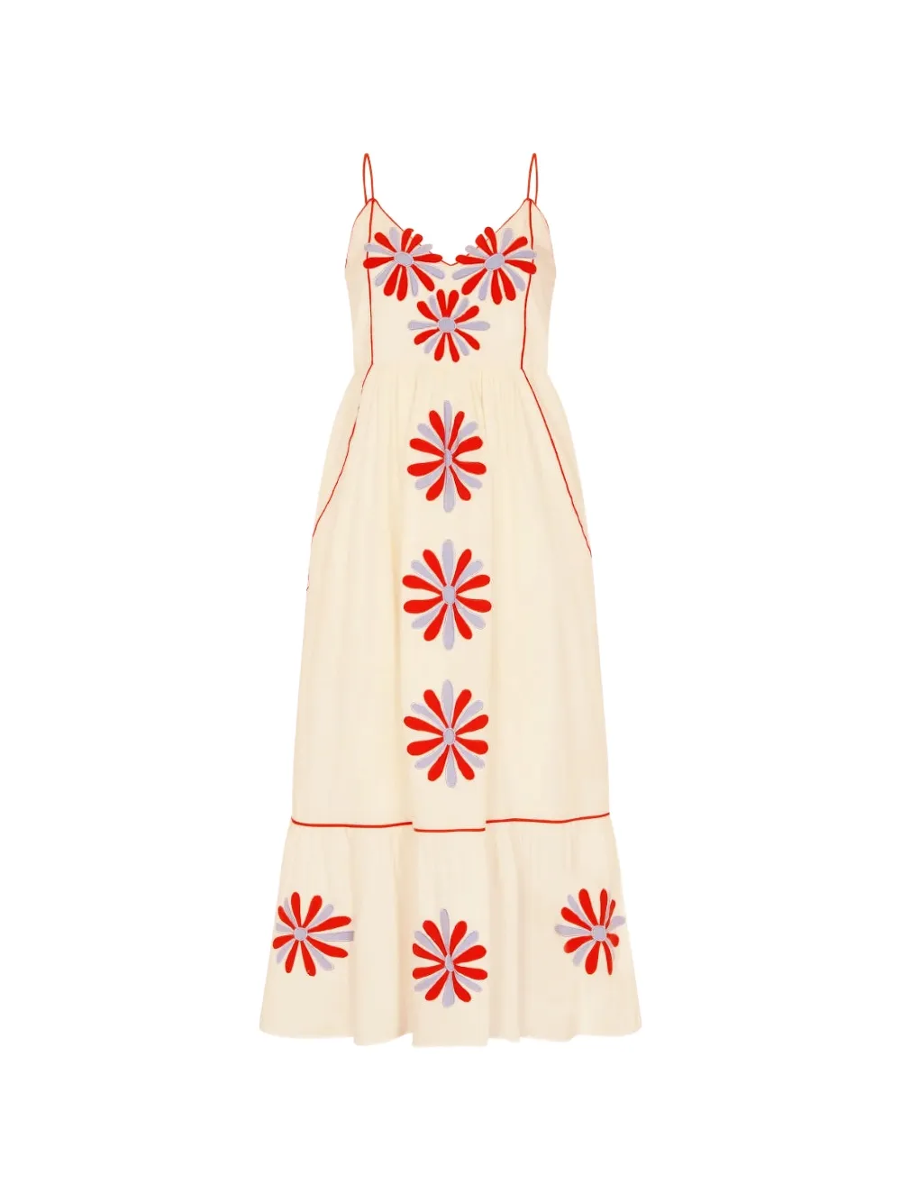 Carolina K floral-applique tiered dress - Toni neutri