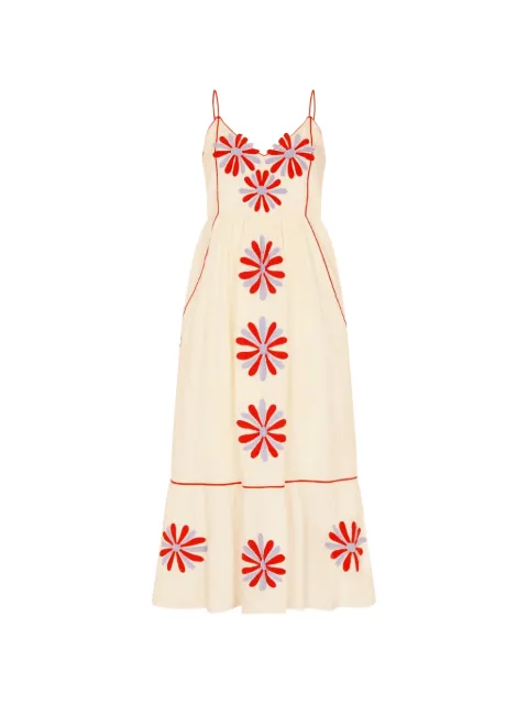 Carolina K floral-applique tiered dress
