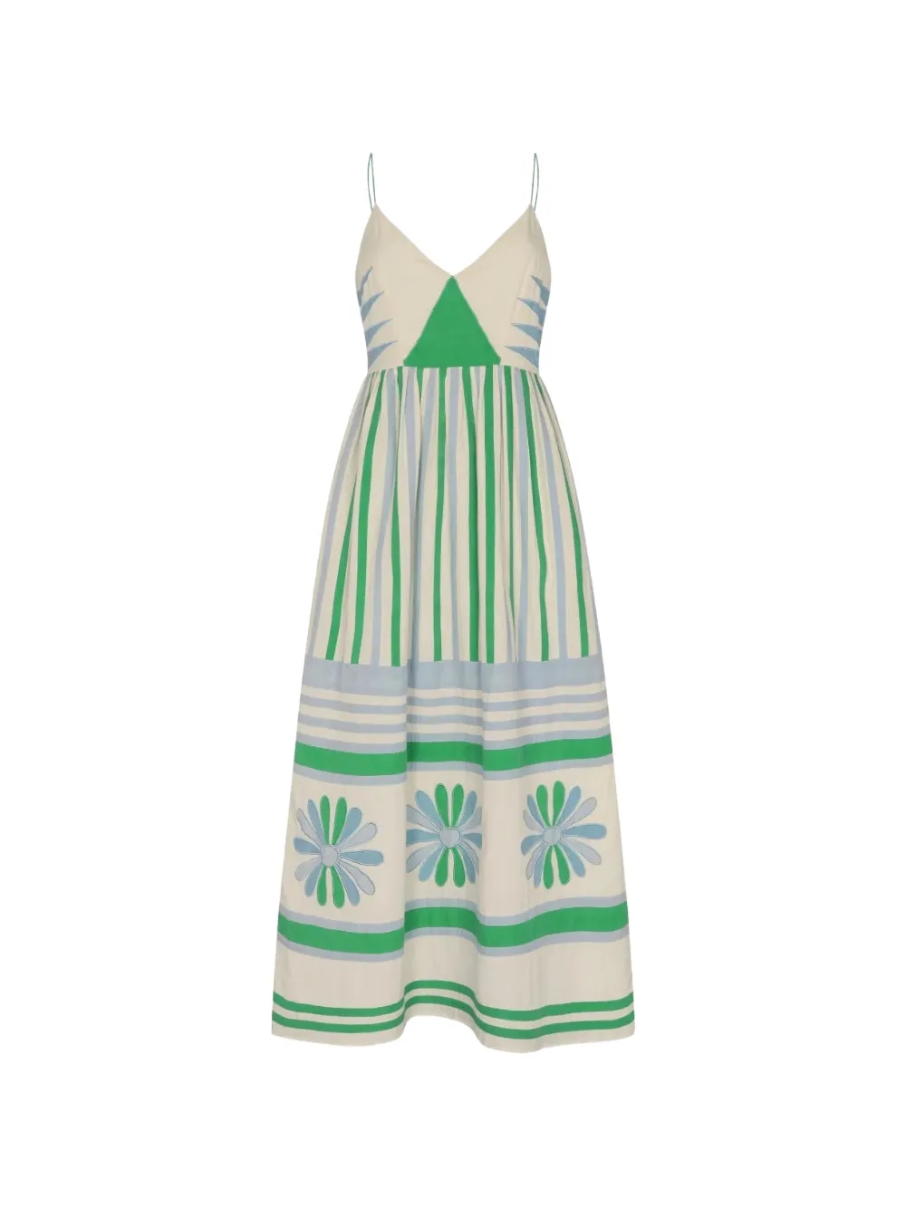 Carolina K floral-print striped dress - Nude