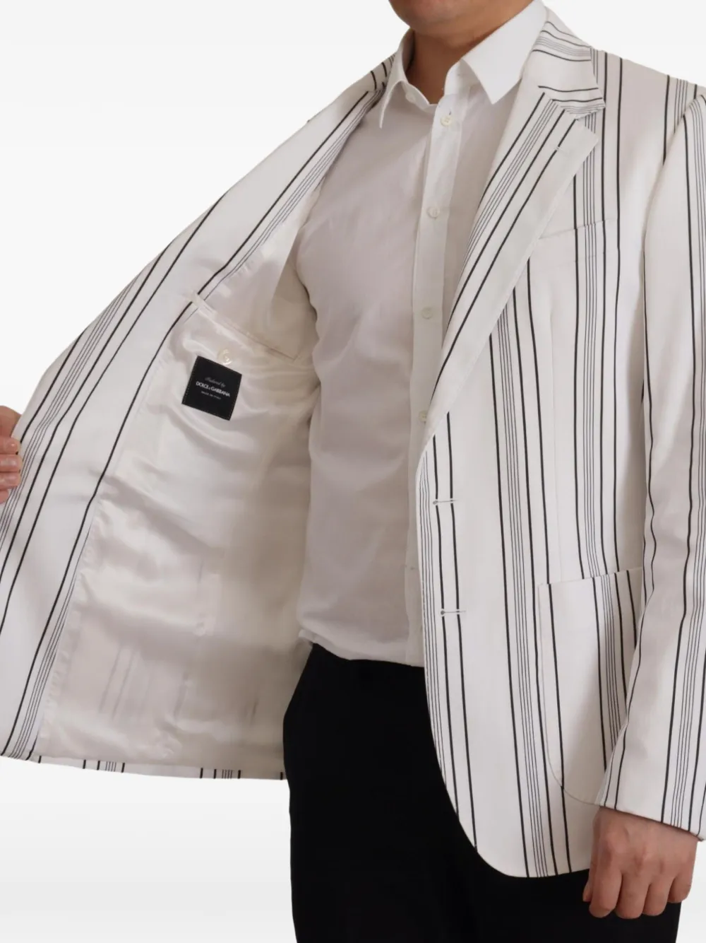 Dolce & Gabbana Blazer met krijtstreep en enkele rij knopen Wit