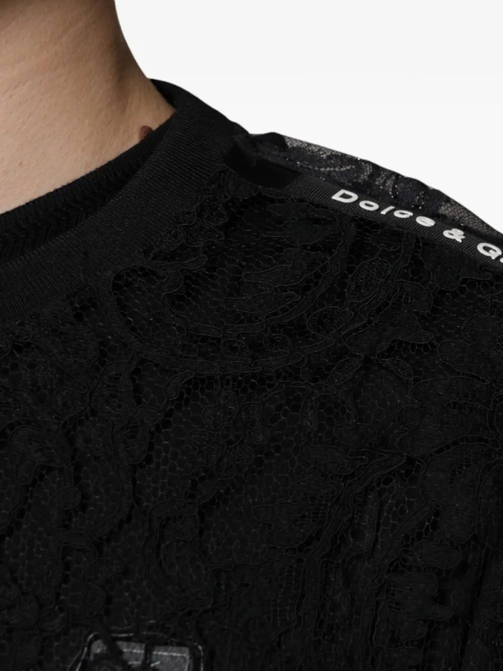 Dolce & Gabbana T-shirt met bloemenkant Zwart