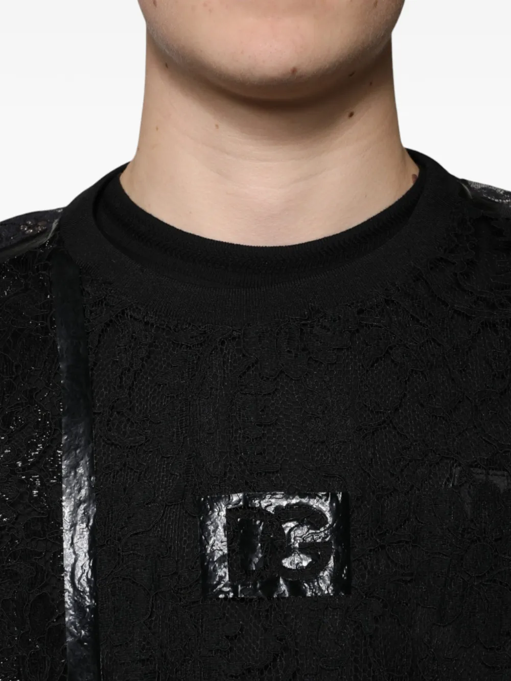 Dolce & Gabbana T-shirt met bloemenkant Zwart
