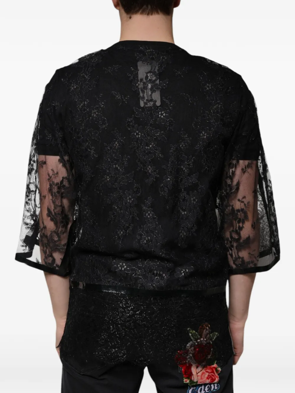Dolce & Gabbana T-shirt met bloemenkant Zwart