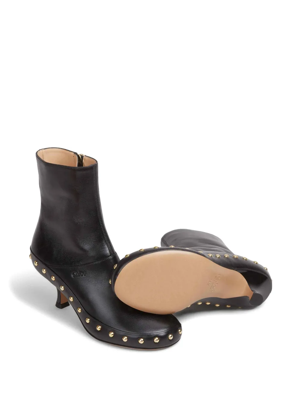 Chloé studded leather ankle boots Zwart