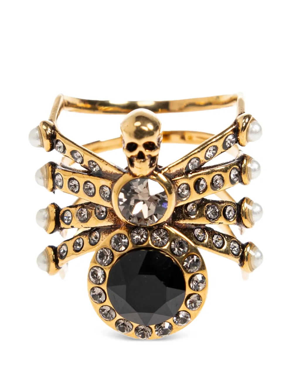 Alexander McQueen crystal-embellished spider ring - Gold