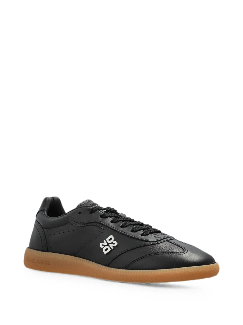 DSQUARED2 logo-plaque leather sneakers Zwart