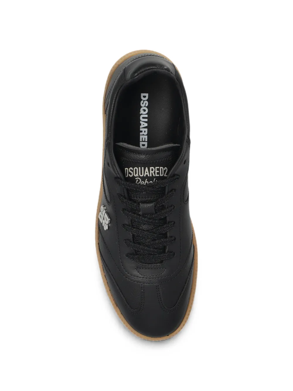DSQUARED2 logo-plaque leather sneakers Zwart