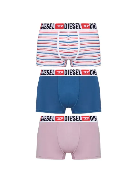 Diesel Umbx- Damien Pack of three logo-waistband striped-pattern boxer briefs