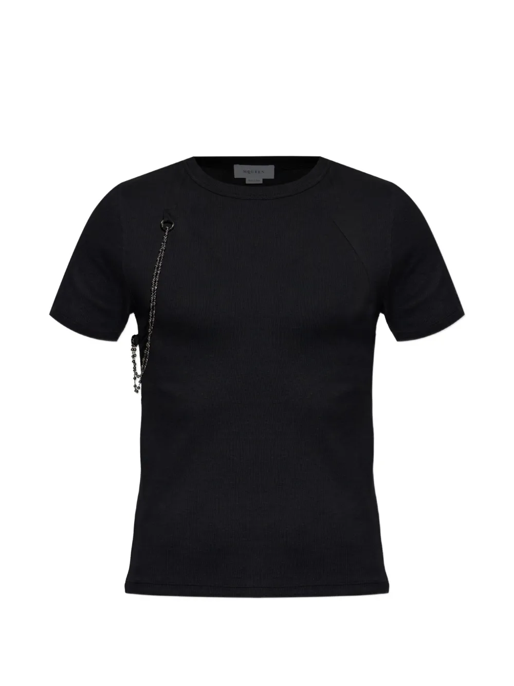 Alexander McQueen chain-detail ribbed T-shirt - Black