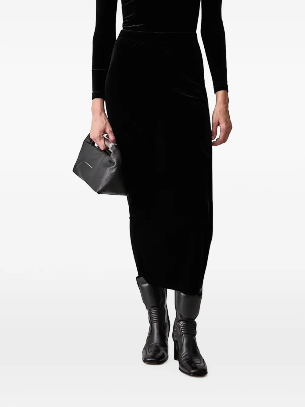 VETEMENTS velvet rear-slit maxi skirt