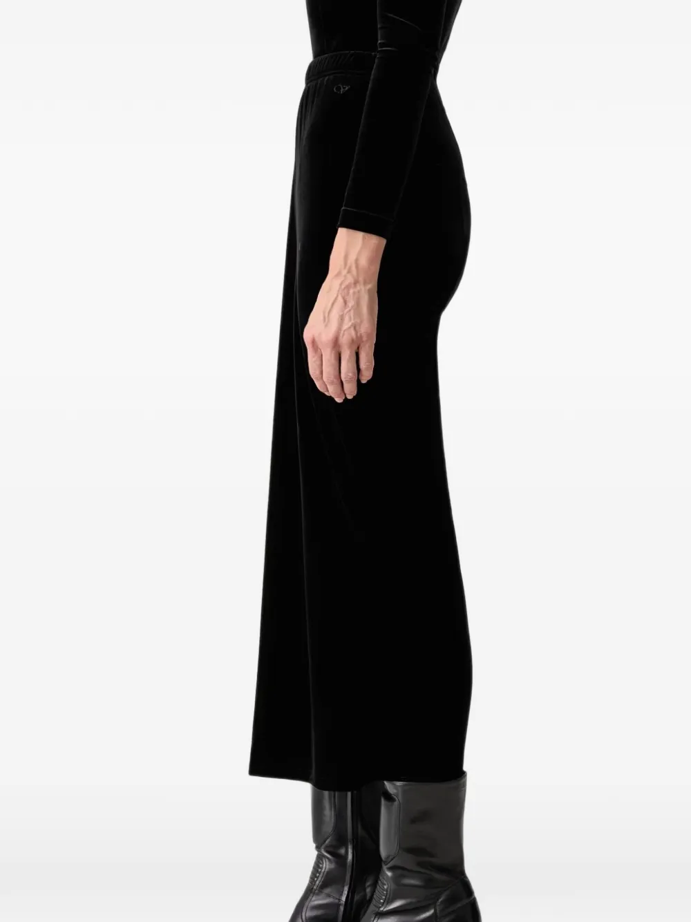 VETEMENTS Midi-rok met geborduurd logo en fluweel-effect Zwart