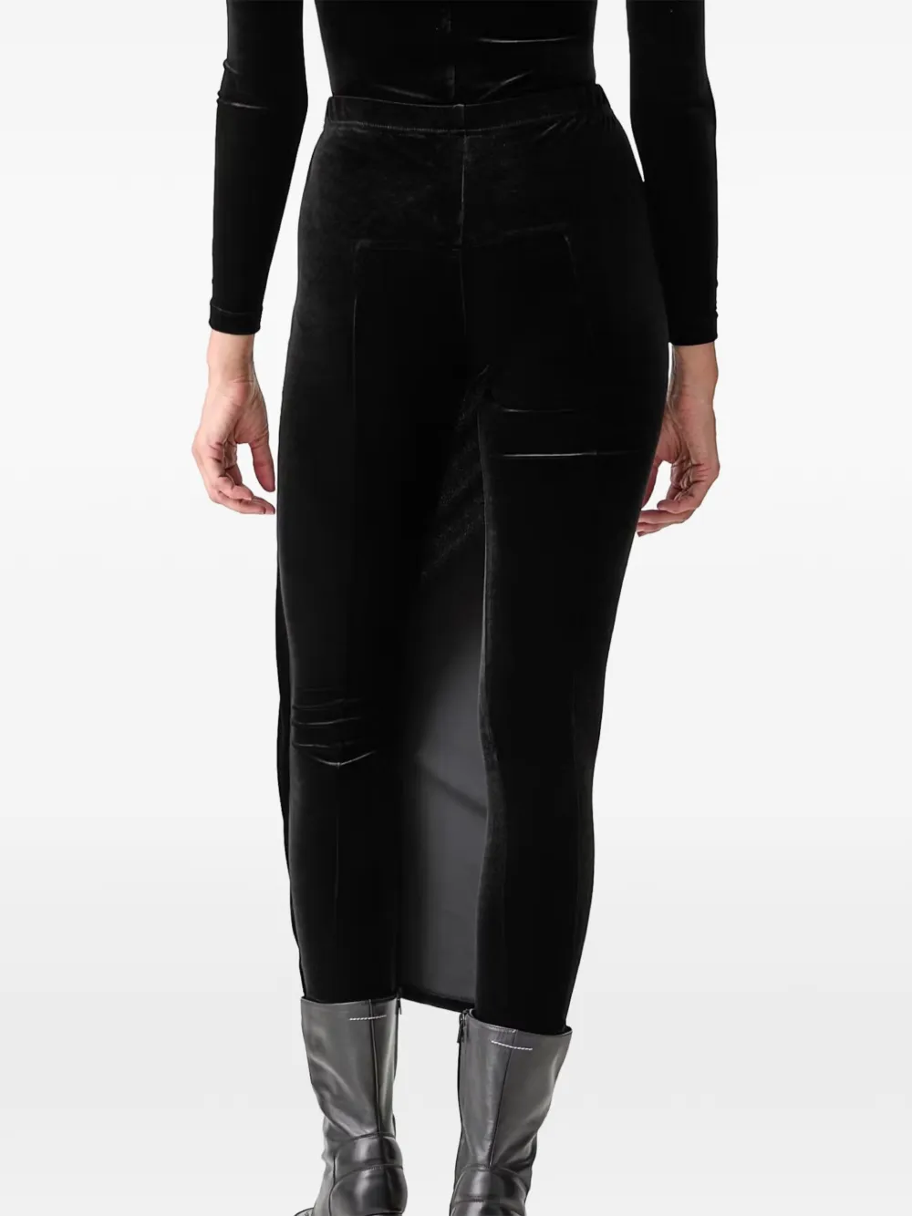 VETEMENTS Midi-rok met geborduurd logo en fluweel-effect Zwart