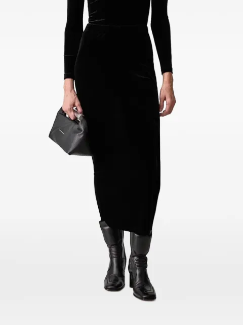 VETEMENTS velvet rear-slit maxi skirt