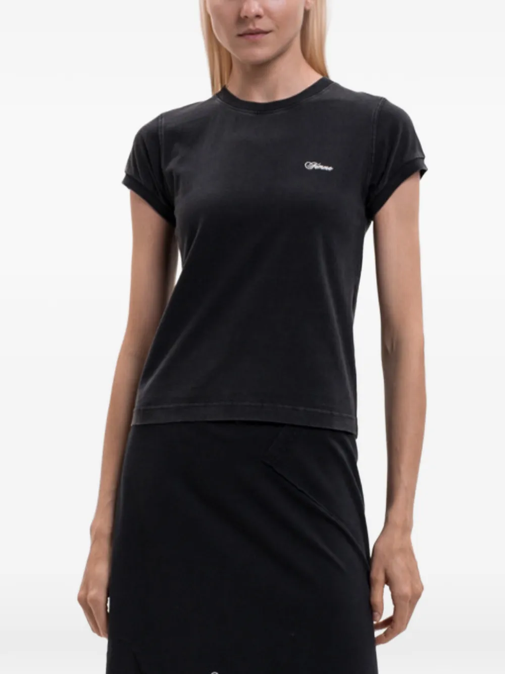 VETEMENTS T-shirt met geborduurd logo Zwart