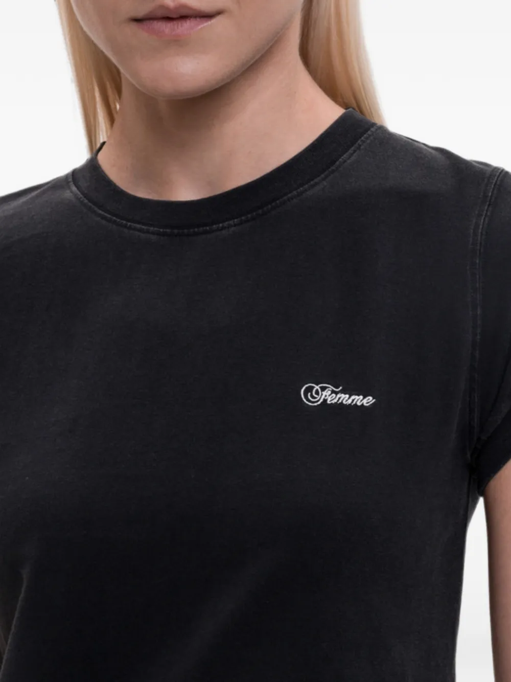 VETEMENTS T-shirt met geborduurd logo Zwart